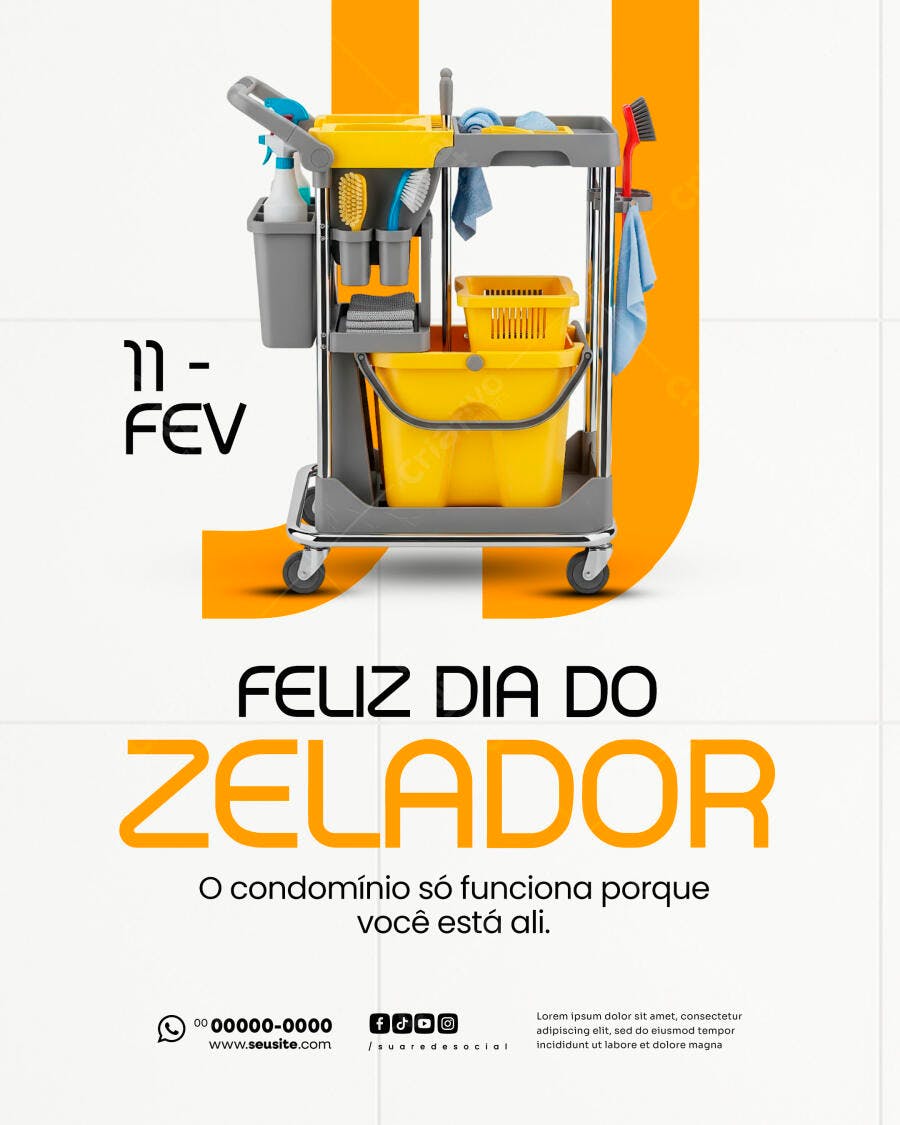 Post Dia do Zelador 11 de Fevereiro PSD Editável