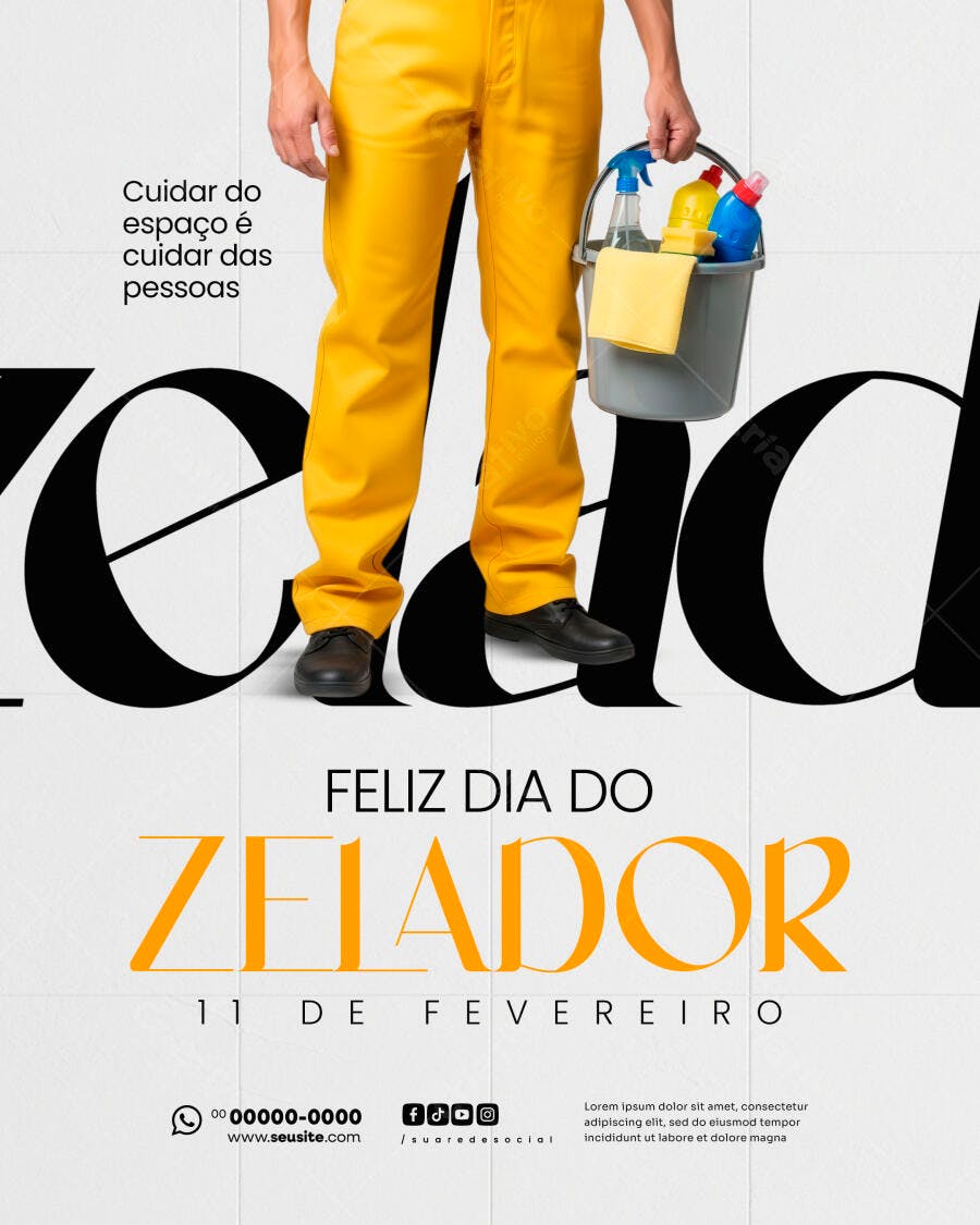 Post Dia do Zelador 11 de Fevereiro PSD Editável