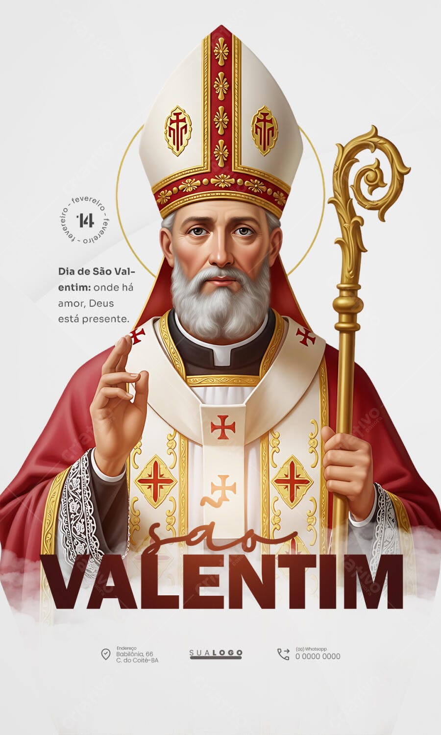 Post Dia de São Valentim Fevereiro PSD Editável