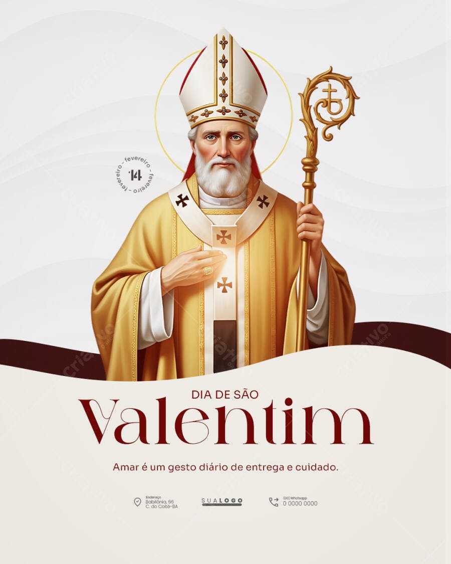 Post Dia de São Valentim Fevereiro PSD Editável