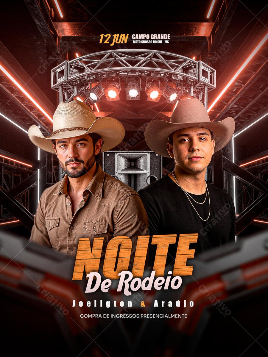 Flyer Noite de Rodeio Sertanejo Junho PSD Editável