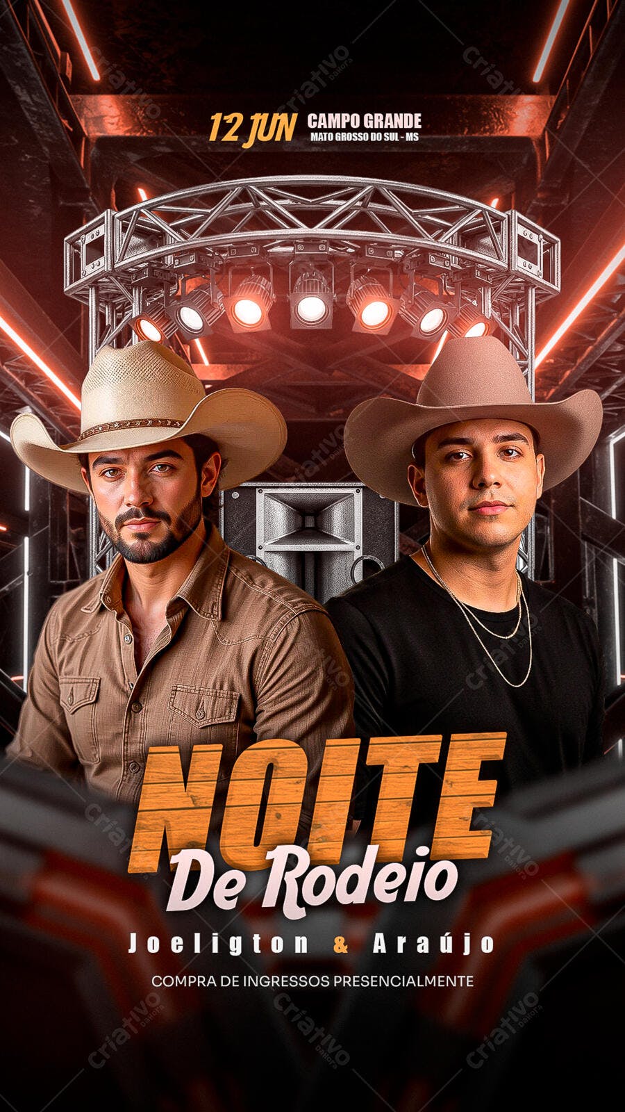 Flyer Noite de Rodeio Sertanejo 12 Junho PSD Editável