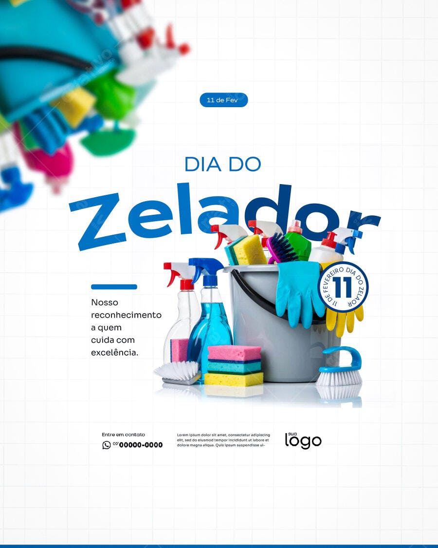 Post Dia do Zelador 11 de Fevereiro PSD Editável