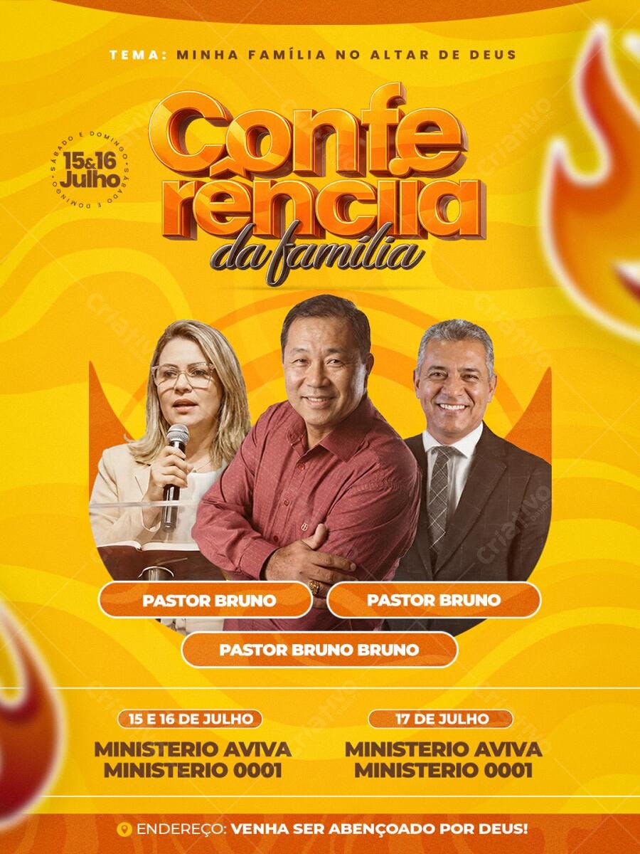 Flyer Conferência da Família Igreja Cristã Julho PSD Editável