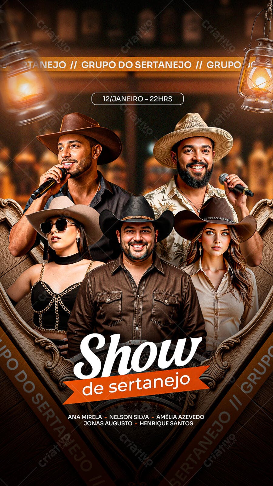 Flyer Show Sertanejo Grupo Musical PSD Editável
