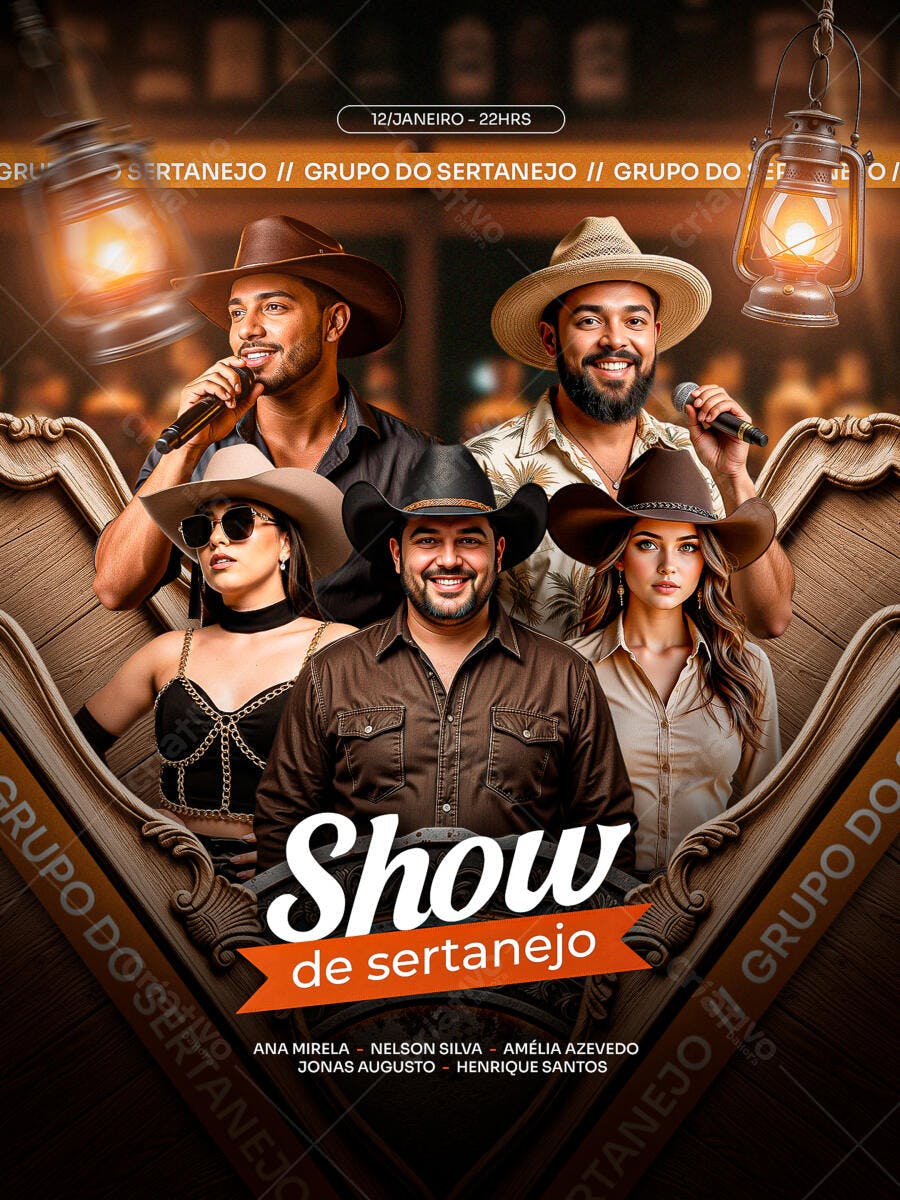 Flyer Show Sertanejo Grupo Musical PSD Editável