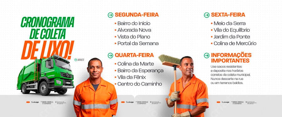 Banner Cronograma Coleta de Lixo Prefeitura PSD Editável