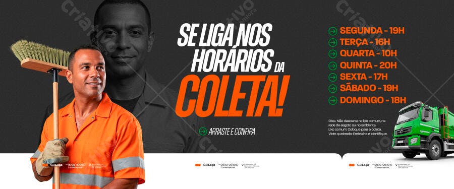 Banner Horários Coleta Lixo Urbana PSD Editável