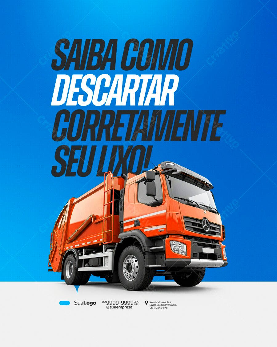 Post Instagram Coleta de Lixo Reciclagem PSD Editável