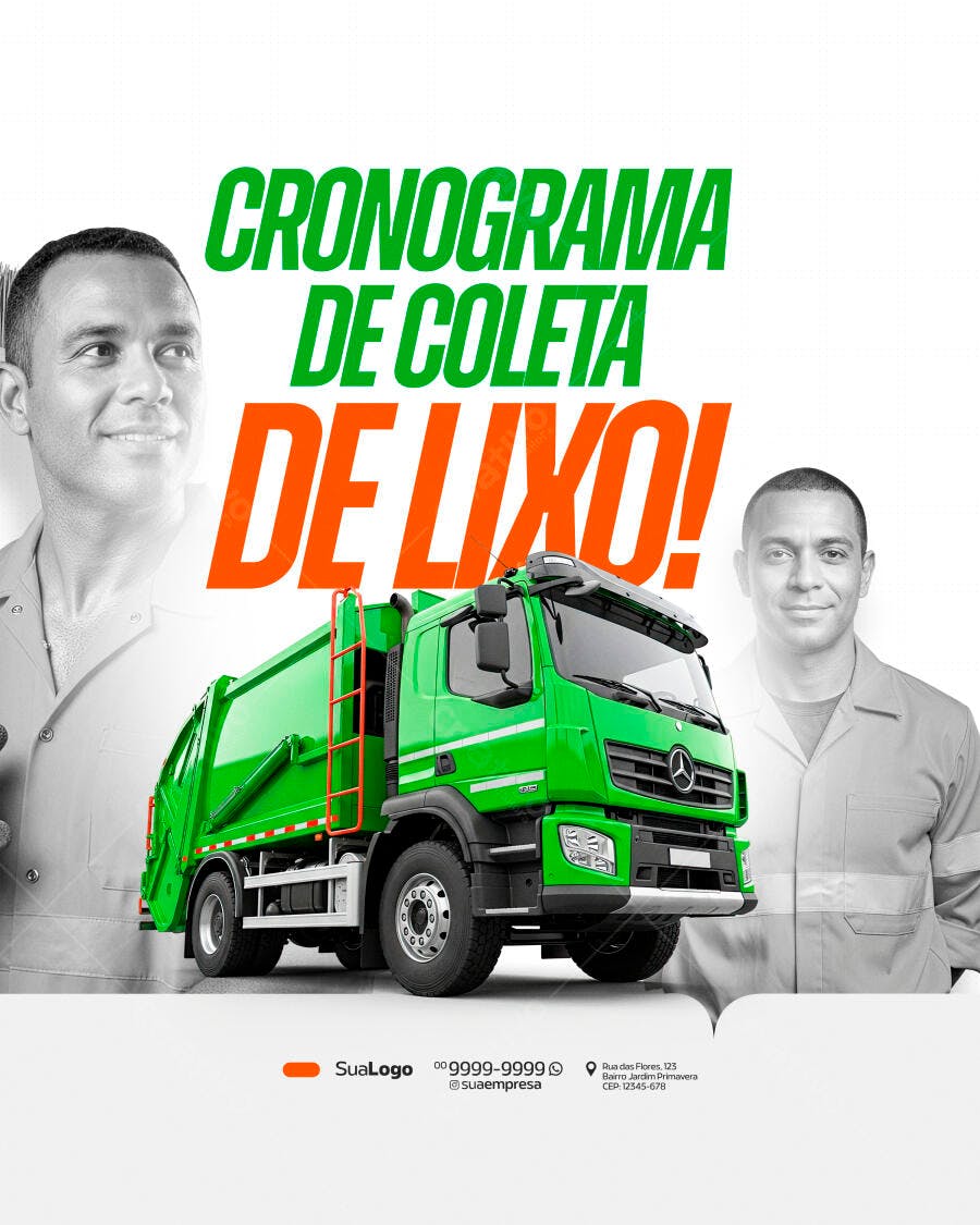 Flyer Cronograma Coleta de Lixo Empresa Limpeza PSD Editável