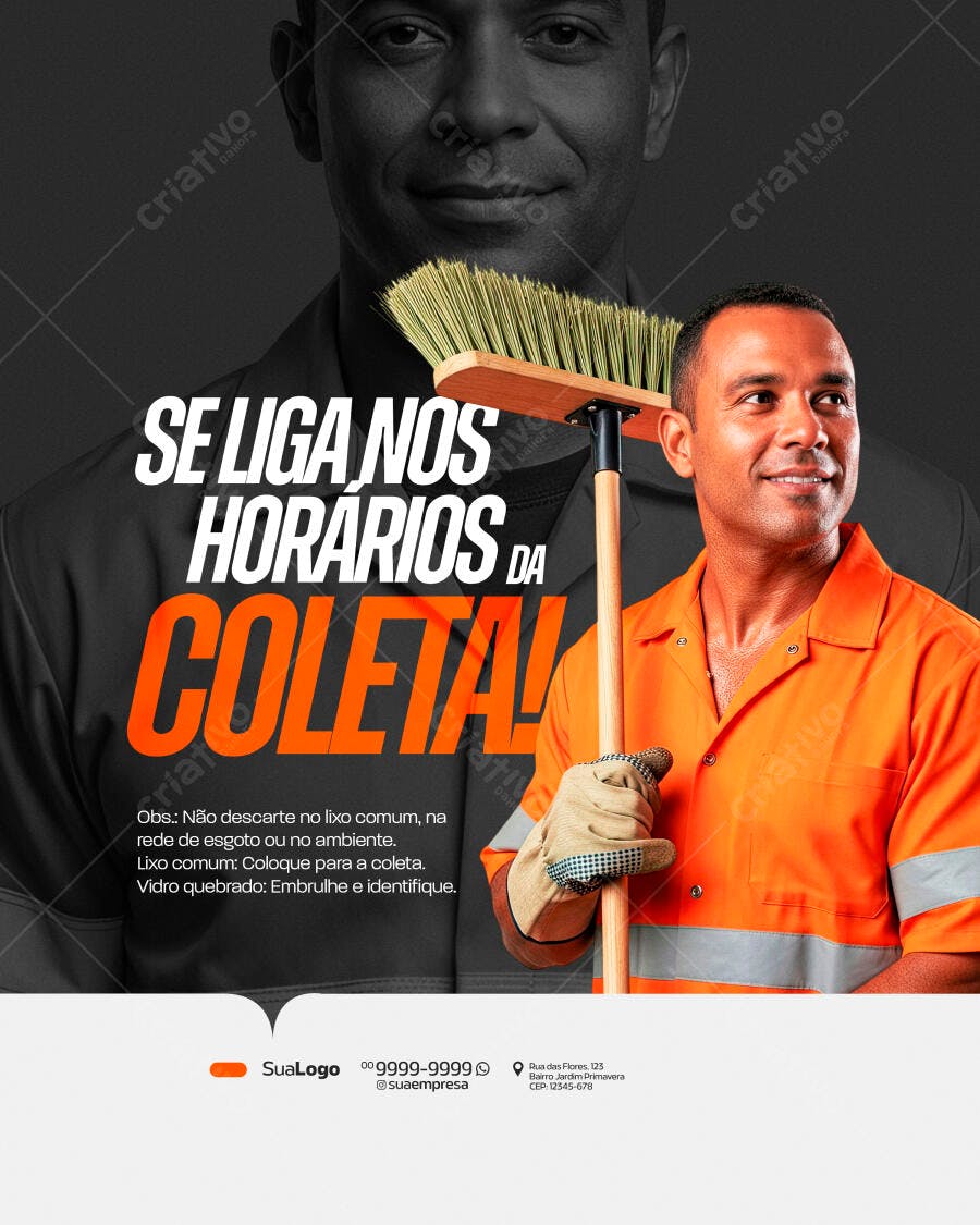 Post Instagram Coleta de Lixo Urbana PSD Editável