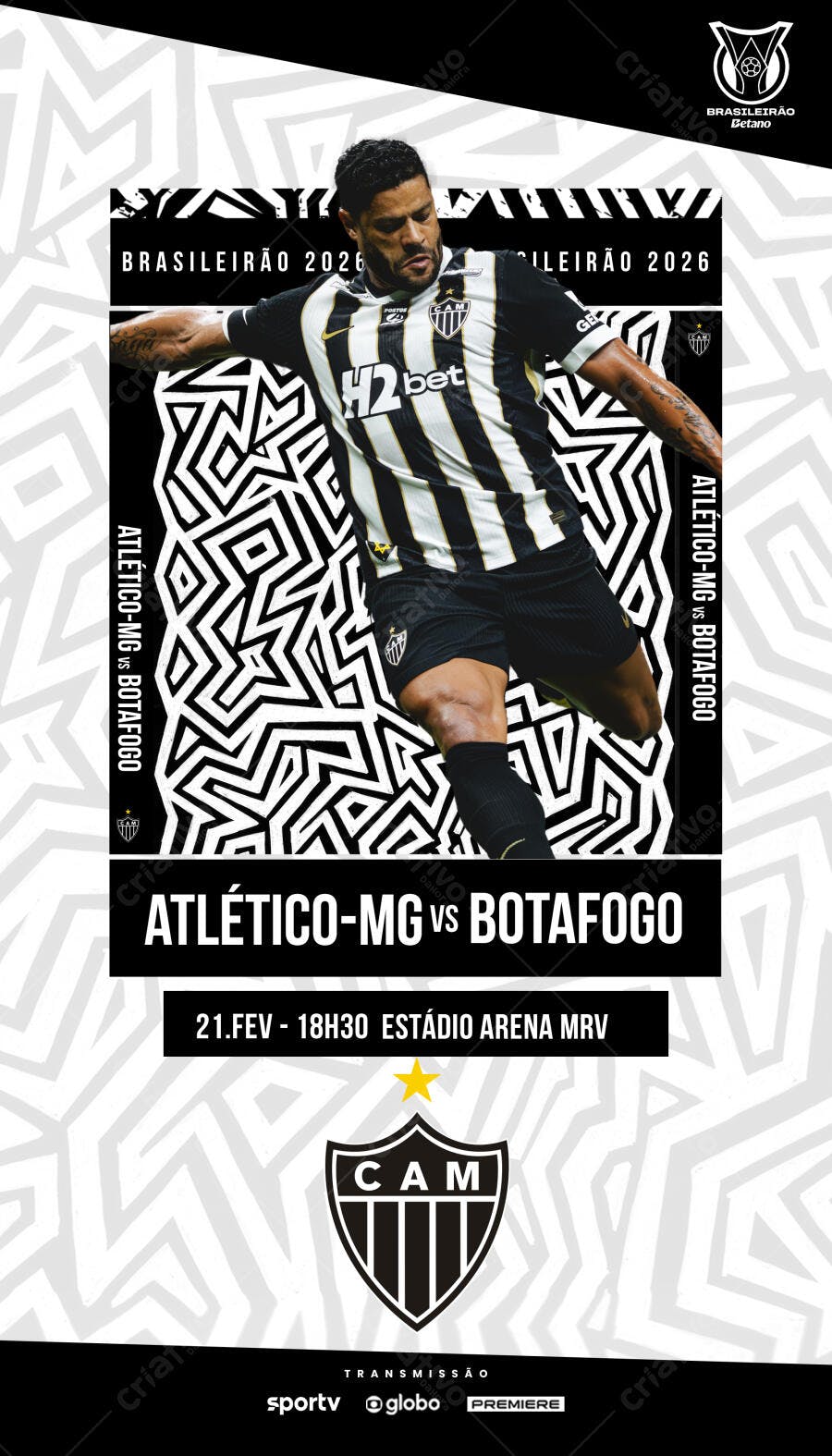 Post Instagram Brasileirão Atlético-MG vs Botafogo PSD Editável