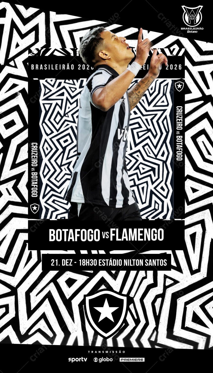 Post Instagram Futebol Botafogo x Flamengo PSD Editável