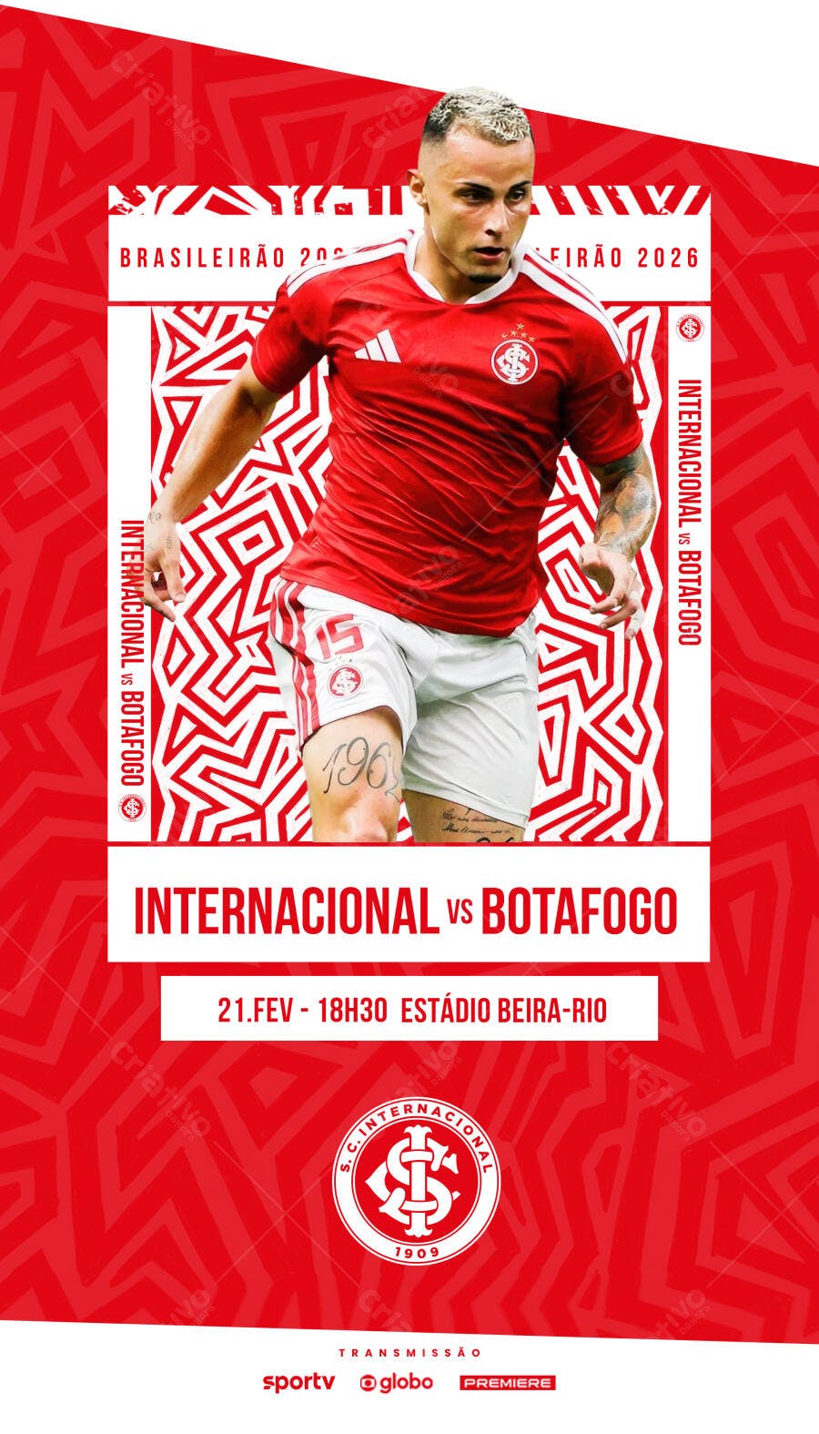 Post Instagram Jogo Internacional vs Botafogo PSD Editável