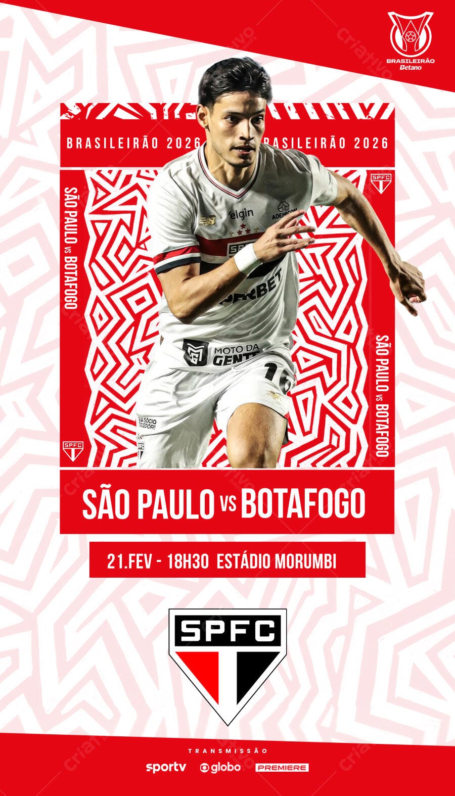 Post Instagram Campeonato Futebol São Paulo Botafogo PSD Editável
