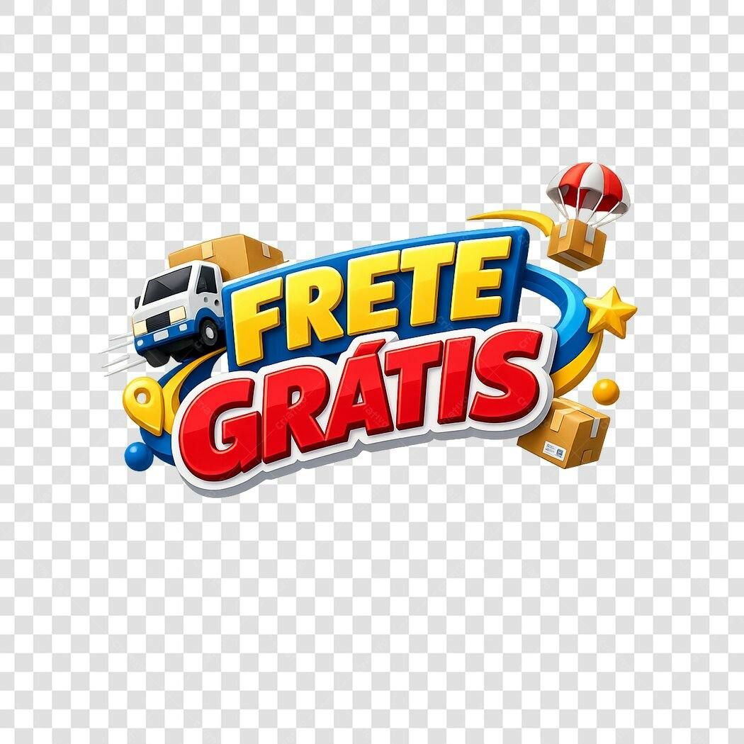 Elemento 3D Frete Grátis Caminhão Caixas PNG Fundo Transparente