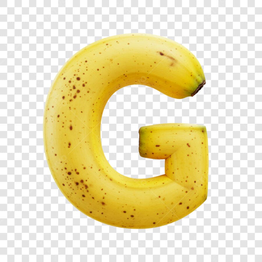 Letra do Alfabeto G de banana realista PNG com fundo transparente