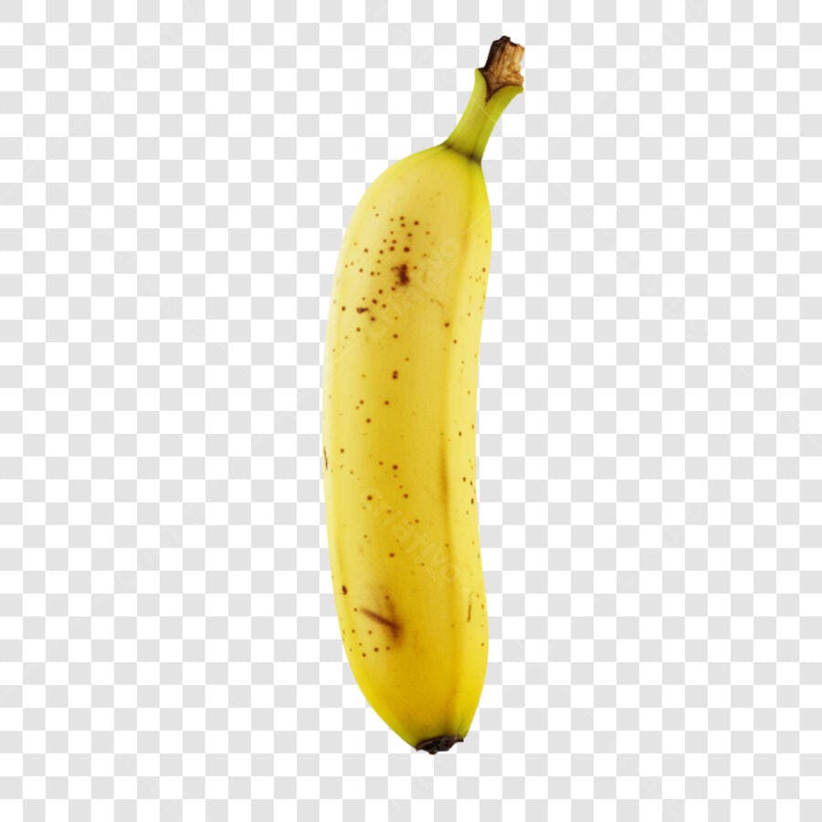 Letra I de banana amarela com pintas marrons PNG com fundo transparente