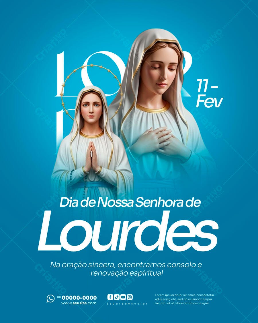 Post Dia de Nossa Senhora de Lourdes 11 Fev PSD Editável