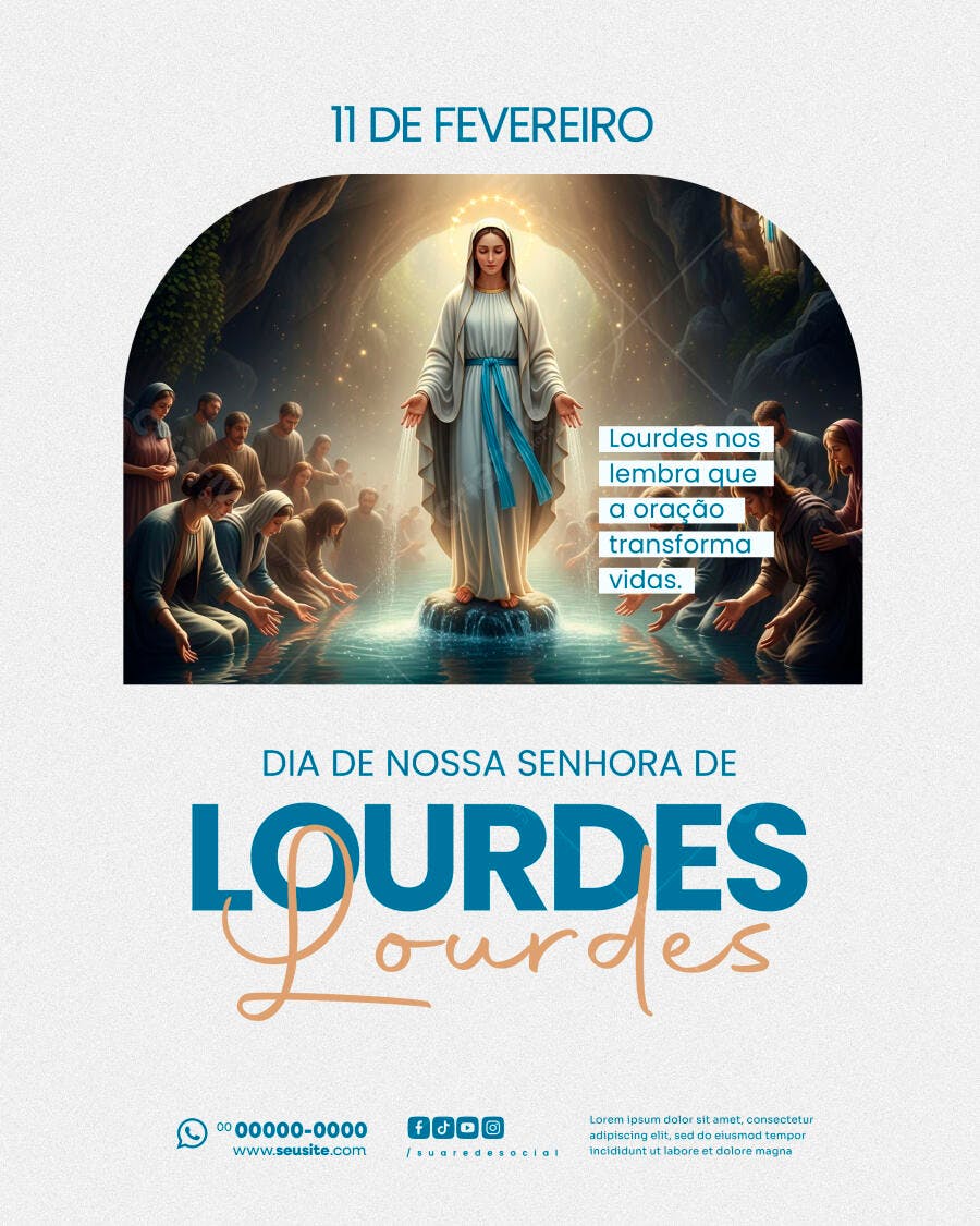Post Dia de Nossa Senhora de Lourdes 11 de Fevereiro PSD Editável
