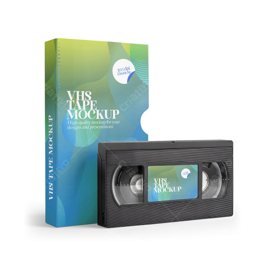 Mockup Fita VHS e Capa Retrô Fundo Branco Editável