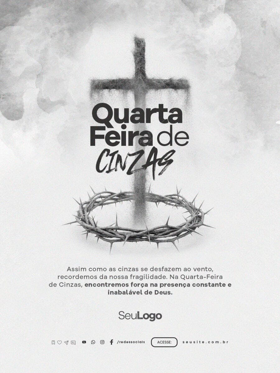 Post Instagram Quarta-feira de Cinzas Religioso PSD Editável