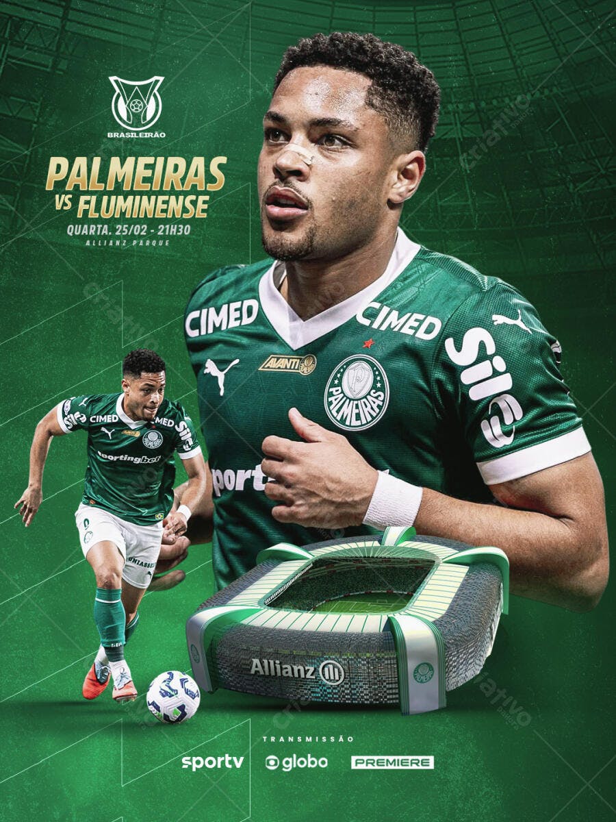 Post Instagram Palmeiras Fluminense Futebol PSD Editável