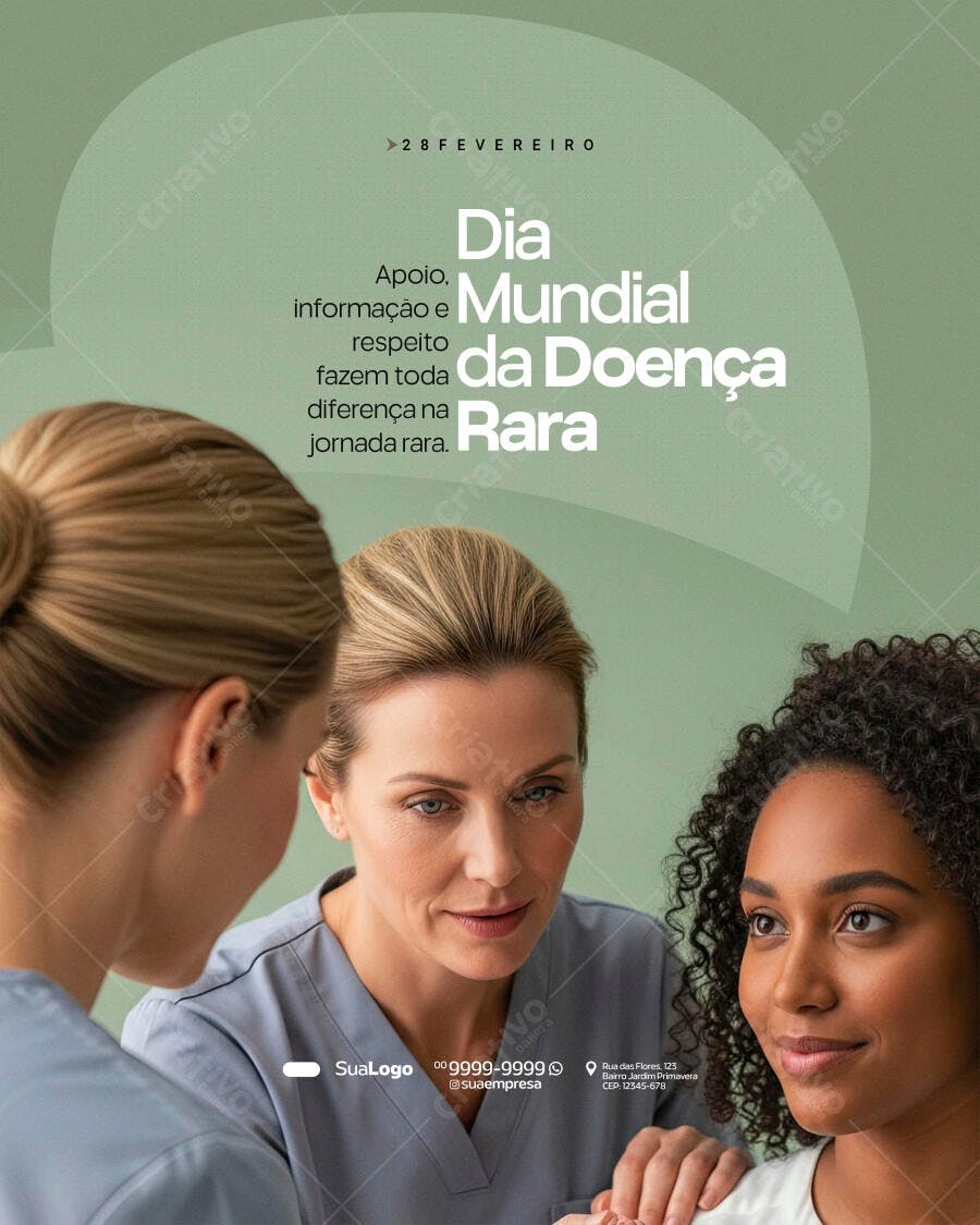 Post Dia Mundial Doença Rara Saúde Fevereiro PSD Editável