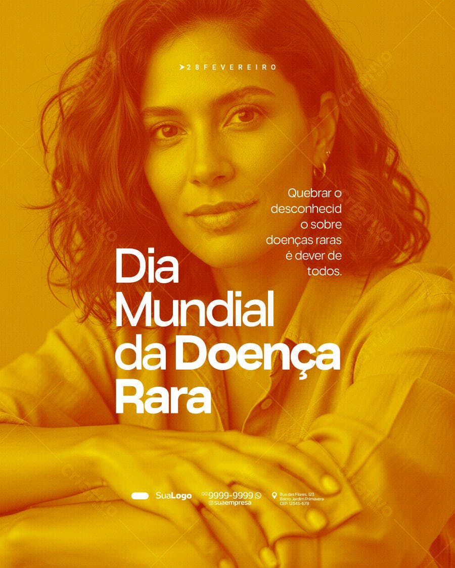 Post Instagram Dia Mundial Doença Rara Fevereiro PSD Editável