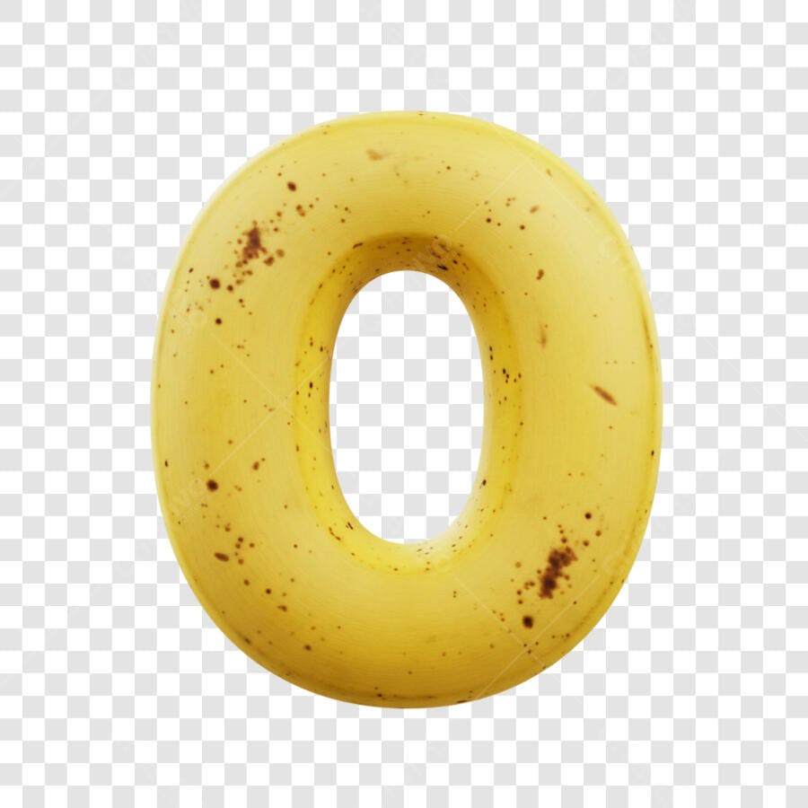 Número 0 Amarelo Textura Banana Madura PNG com fundo transparente