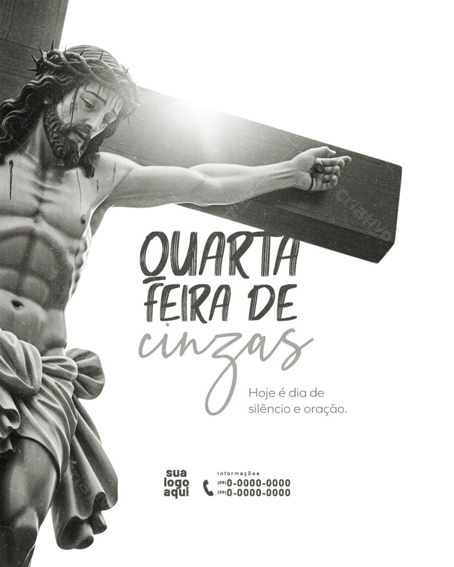 Post Quarta-feira de Cinzas Religioso PSD Editável
