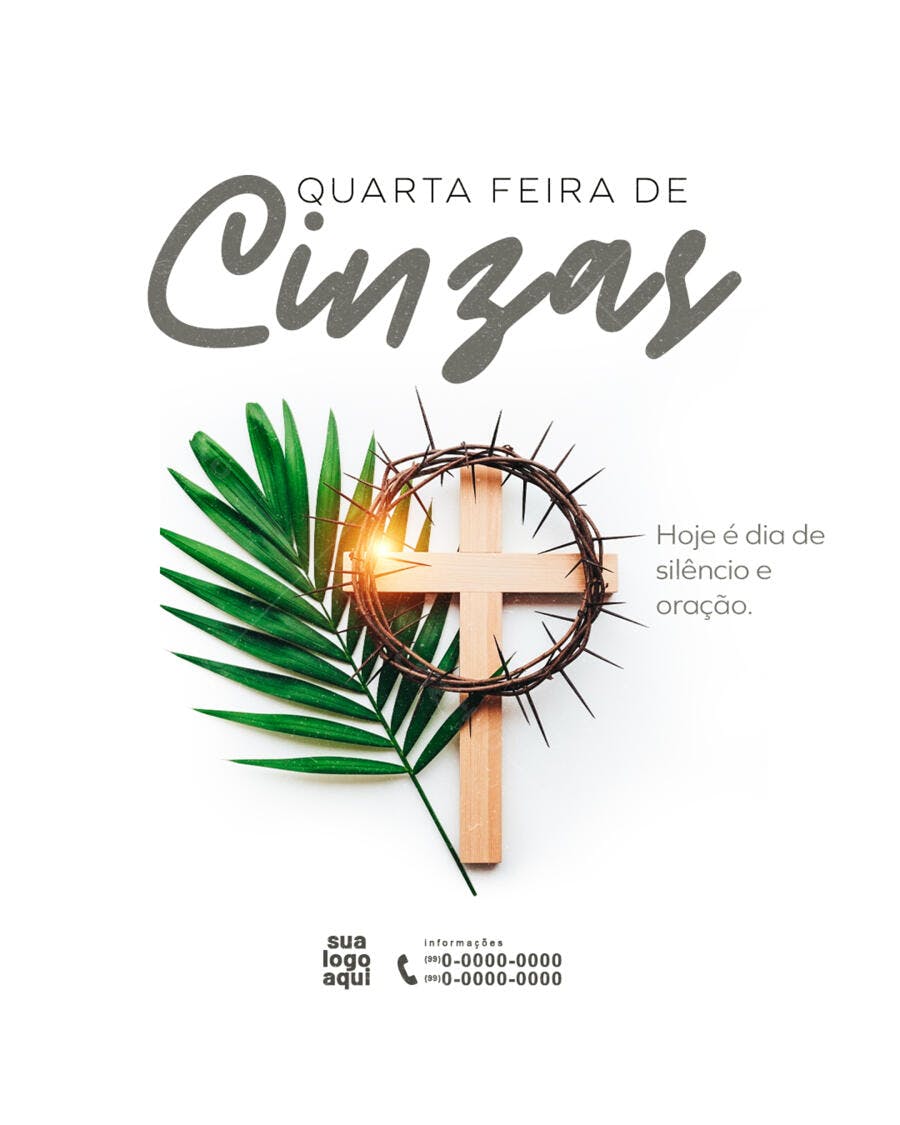 Post Instagram Quarta-feira de Cinzas Religioso PSD Editável