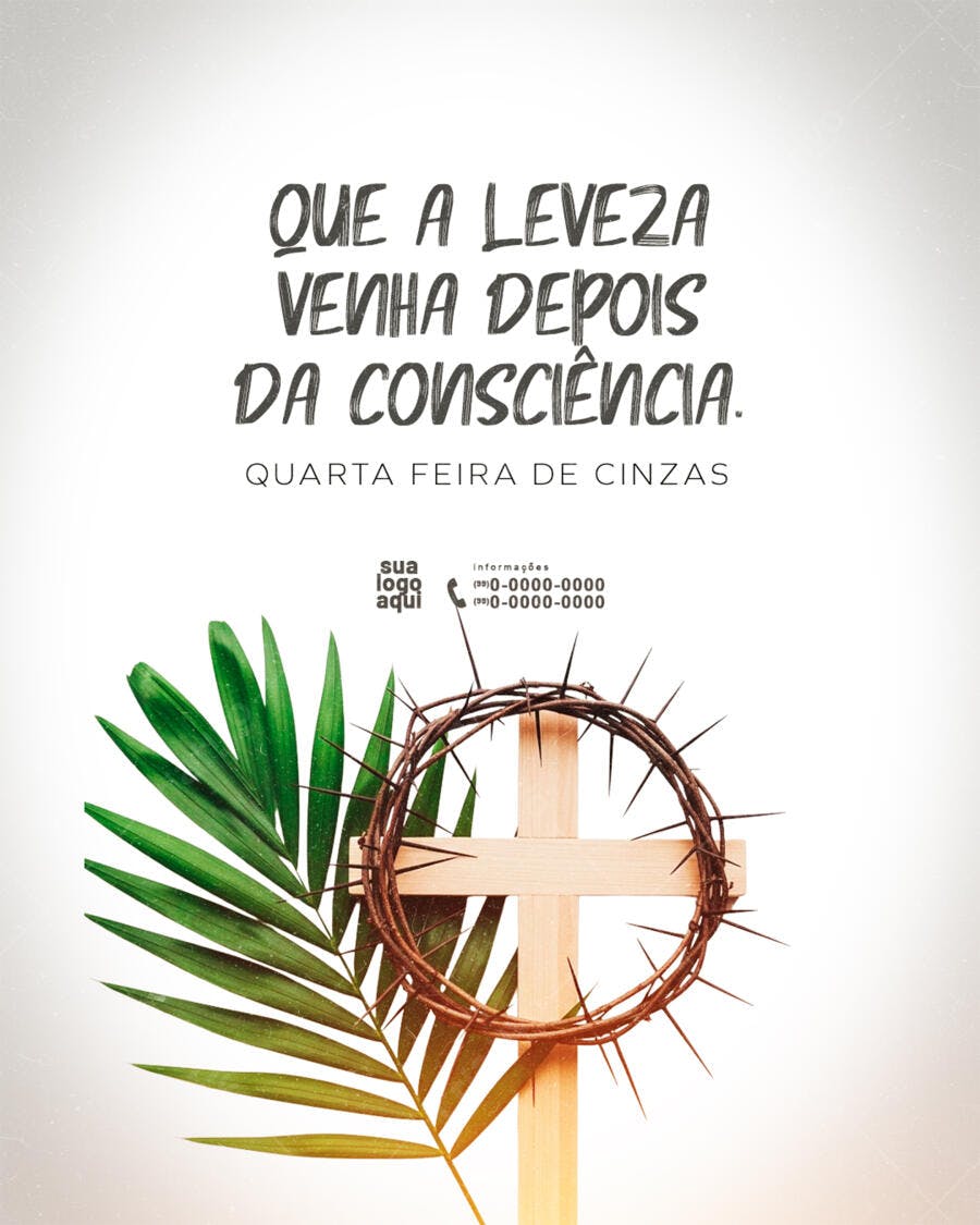 Post Quarta-feira de Cinzas Igreja PSD Editável