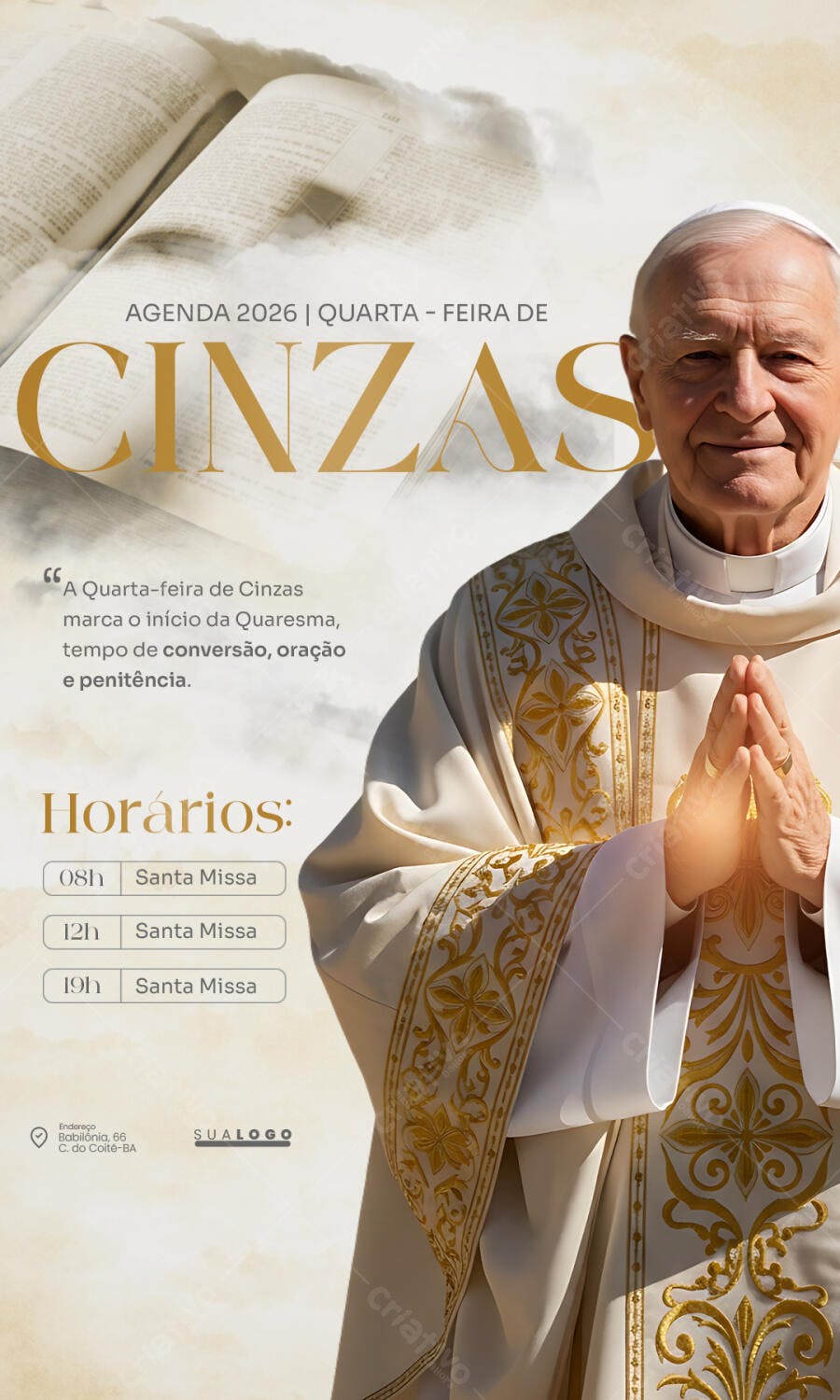 Story Instagram Quarta-feira de Cinzas Igreja PSD Editável