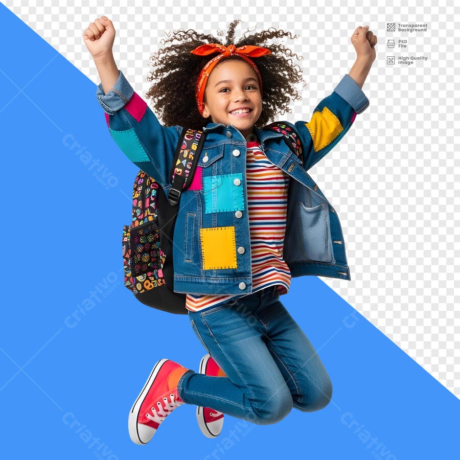 Criança Estudante Feliz Volta às Aulas PNG Fundo Transparente