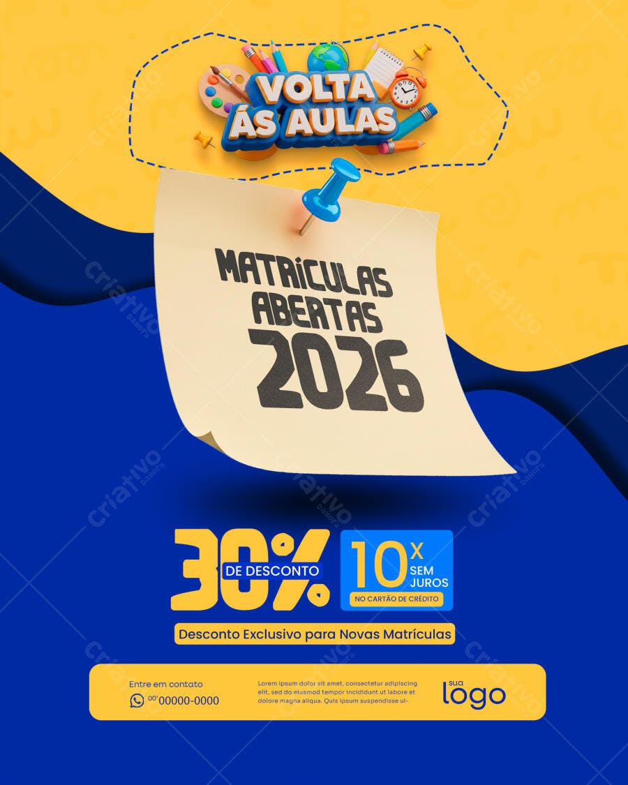 Post Instagram Voltas às Aulas Matrículas Abertas PSD Editável