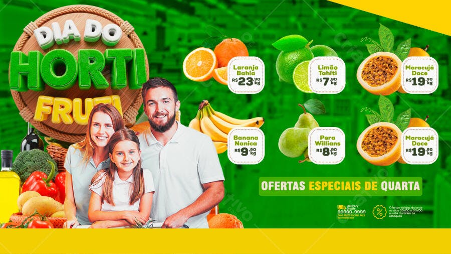 Banner Dia do Hortifruti Família PSD Editável