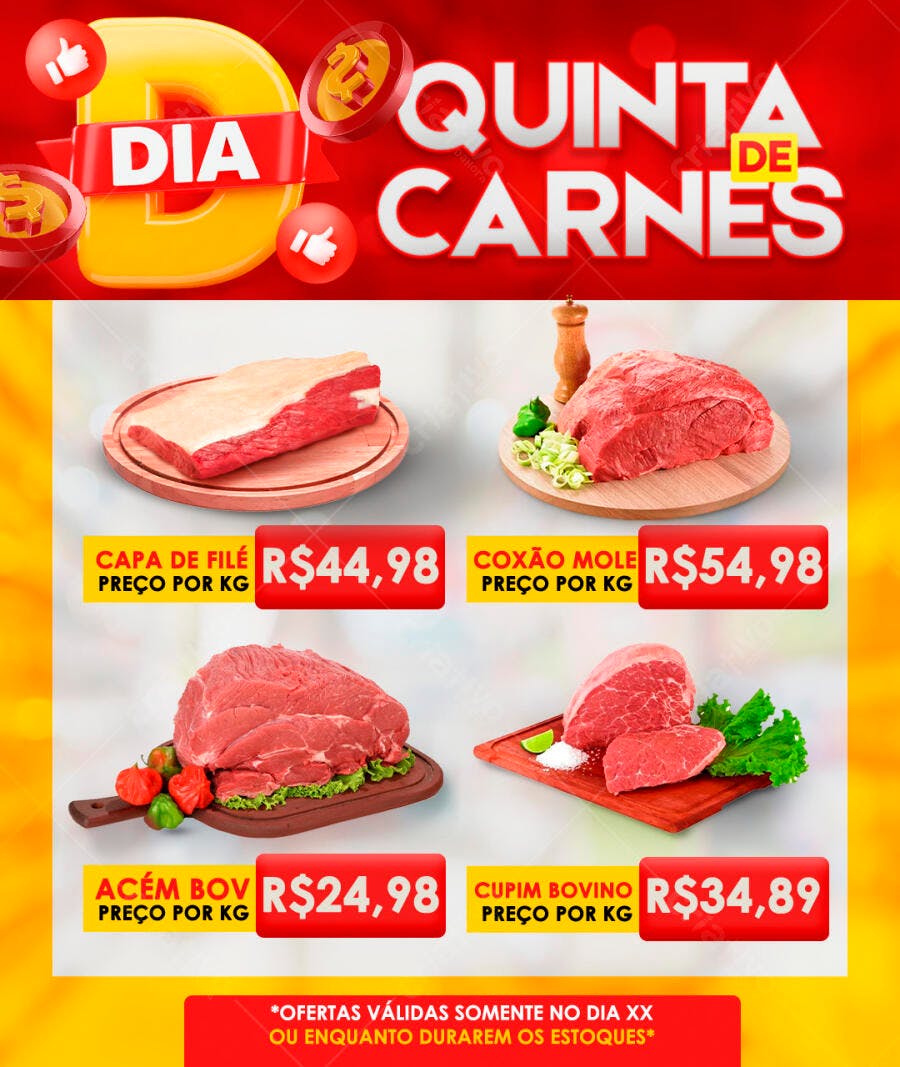 Flyer Quinta de Carnes Açougue Supermercado PSD Editável