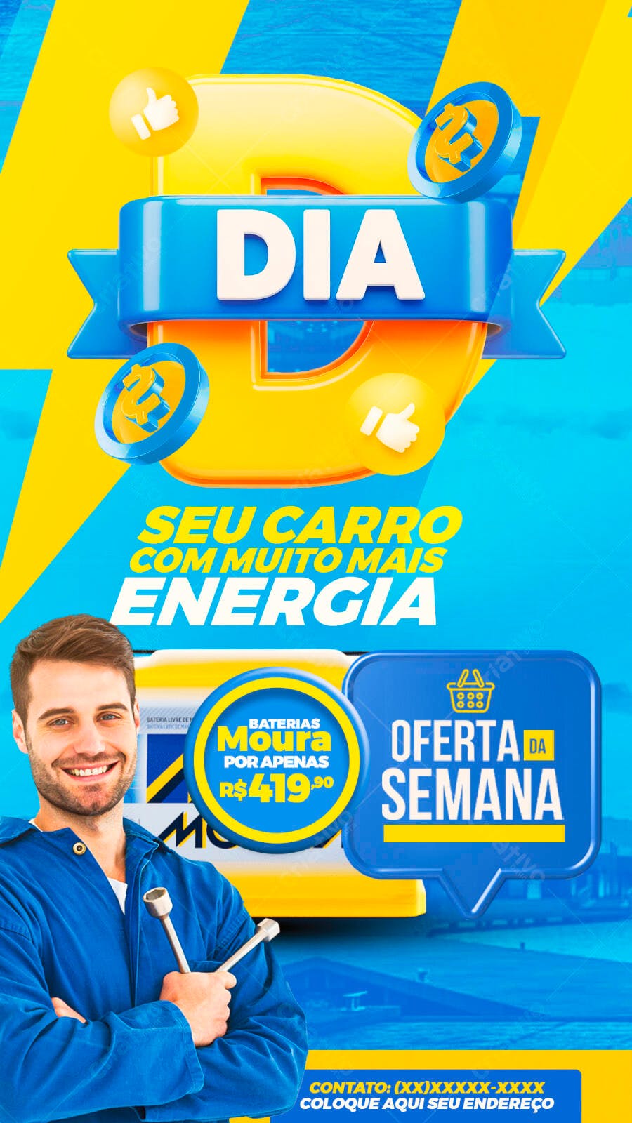 Story Instagram Auto Center Baterias Moura PSD Editável