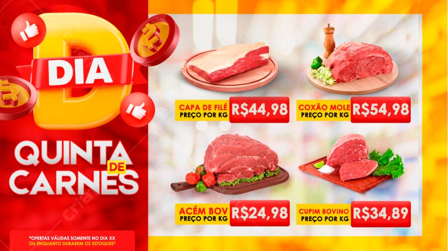 Banner Quinta de Carnes Açougue Supermercado PSD Editável