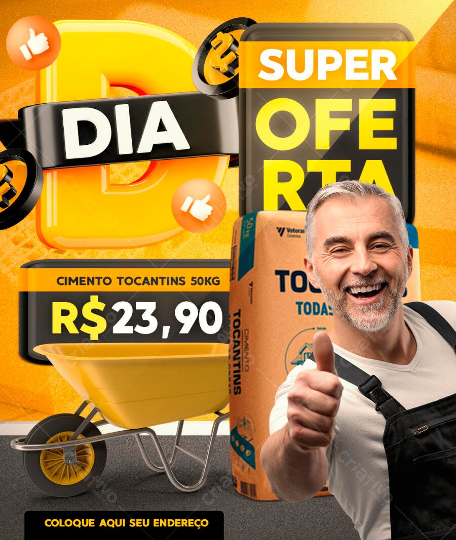 Flyer Super Oferta Cimento Construção PSD Editável
