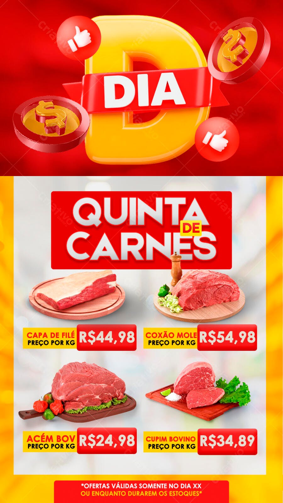 Flyer Quinta de Carnes Açougue Supermercado PSD Editável