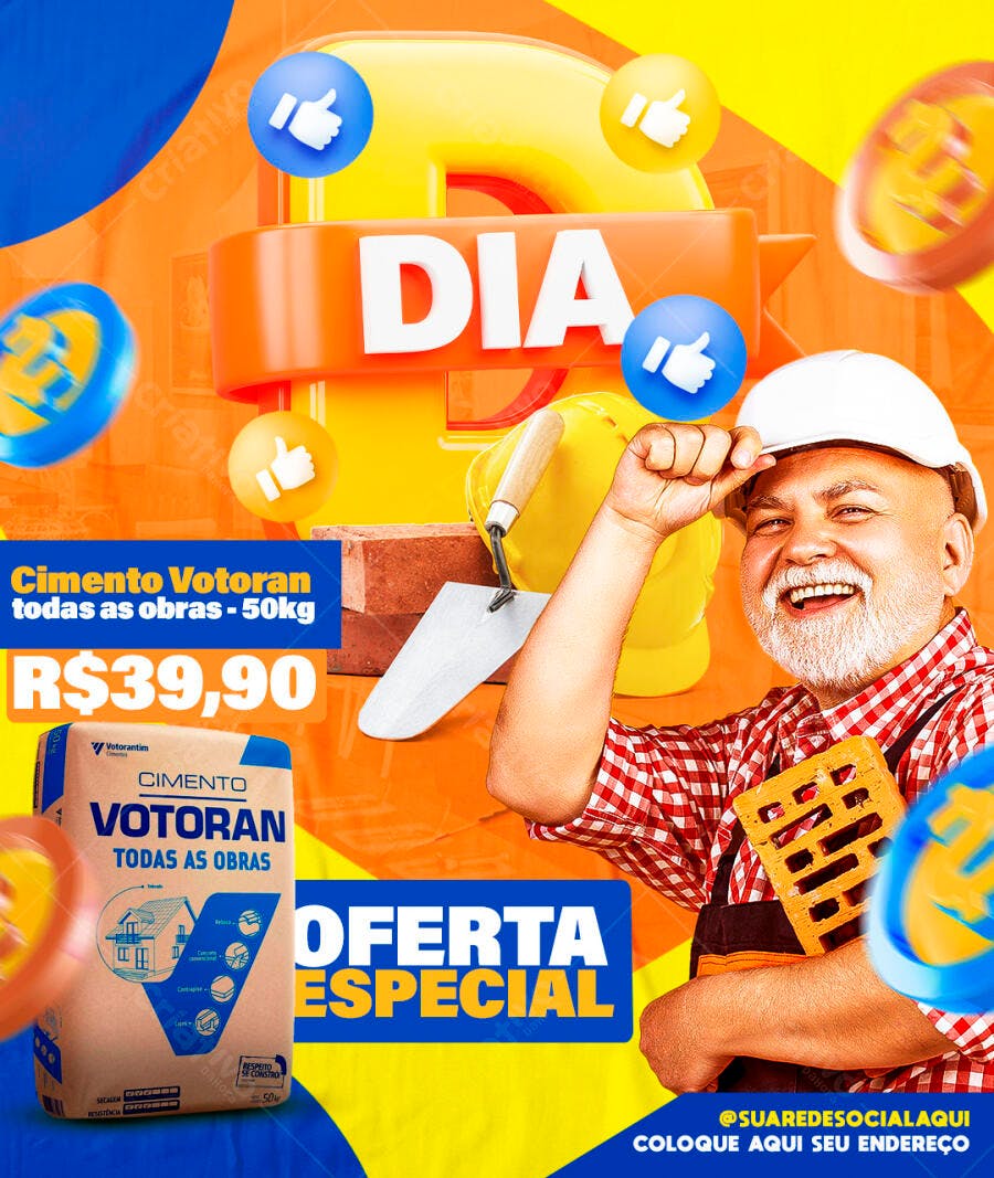 Post Social Media Loja Construção Oferta Especial PSD Editável