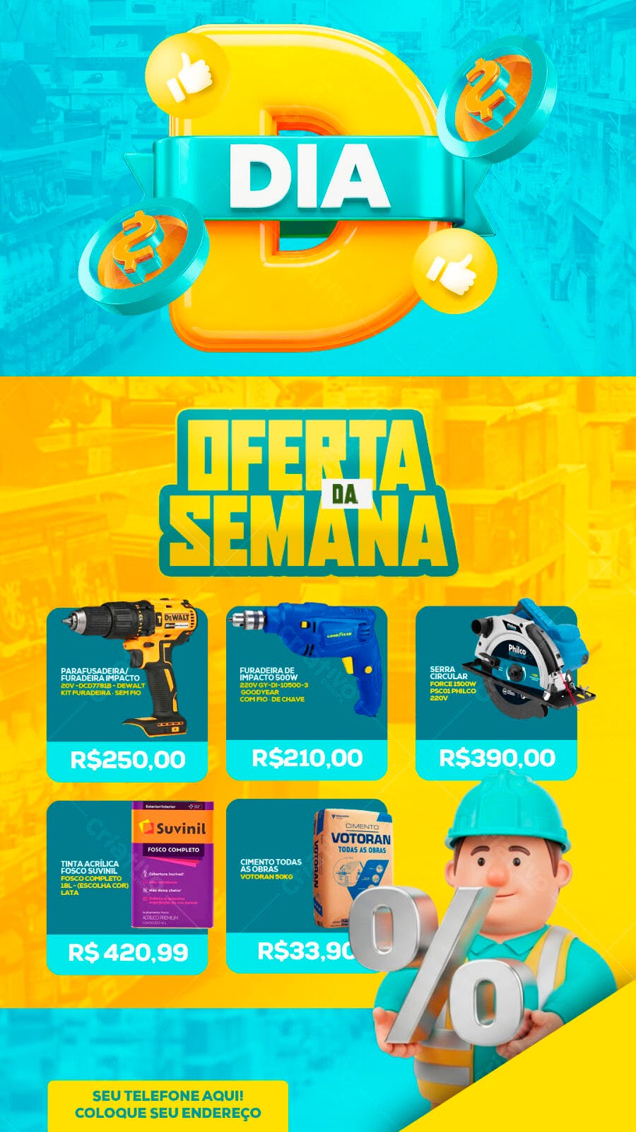 Flyer Oferta da Semana Construção PSD Editável