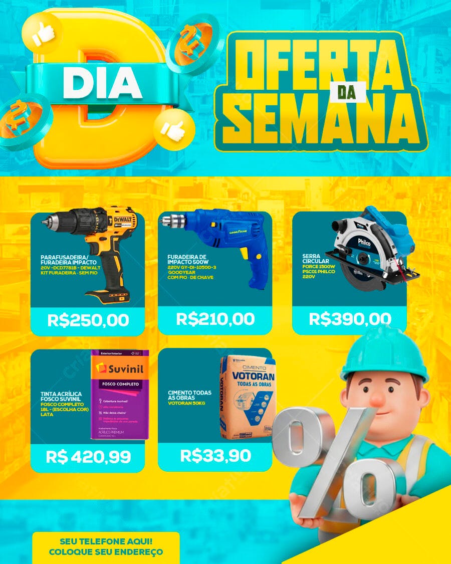 Flyer Oferta da Semana Loja de Construção PSD Editável