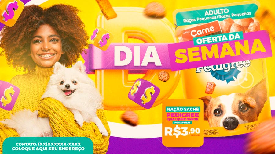 Banner Pet Shop Oferta da Semana Pedigree PSD Editável