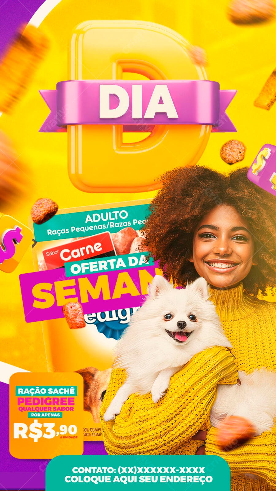 Post Instagram Oferta Pet Shop Ração PSD Editável