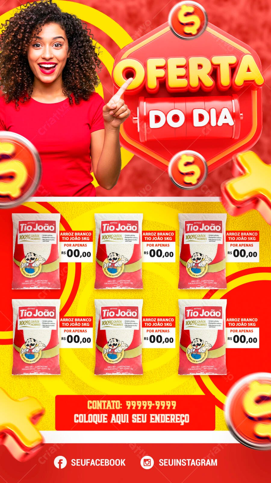 Post Instagram Oferta do Dia Supermercado PSD Editável