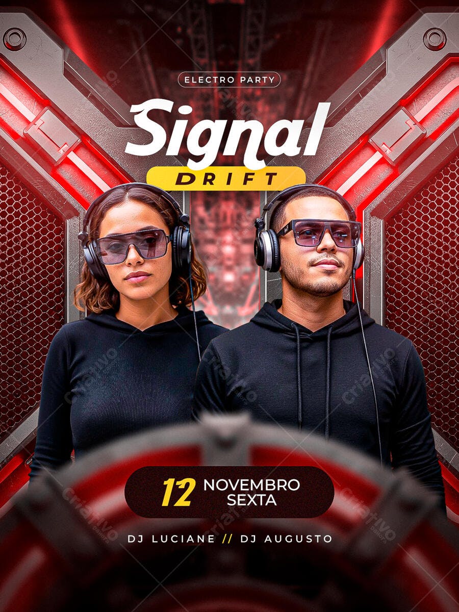 Flyer Electro Party Signal Drift Novembro PSD Editável