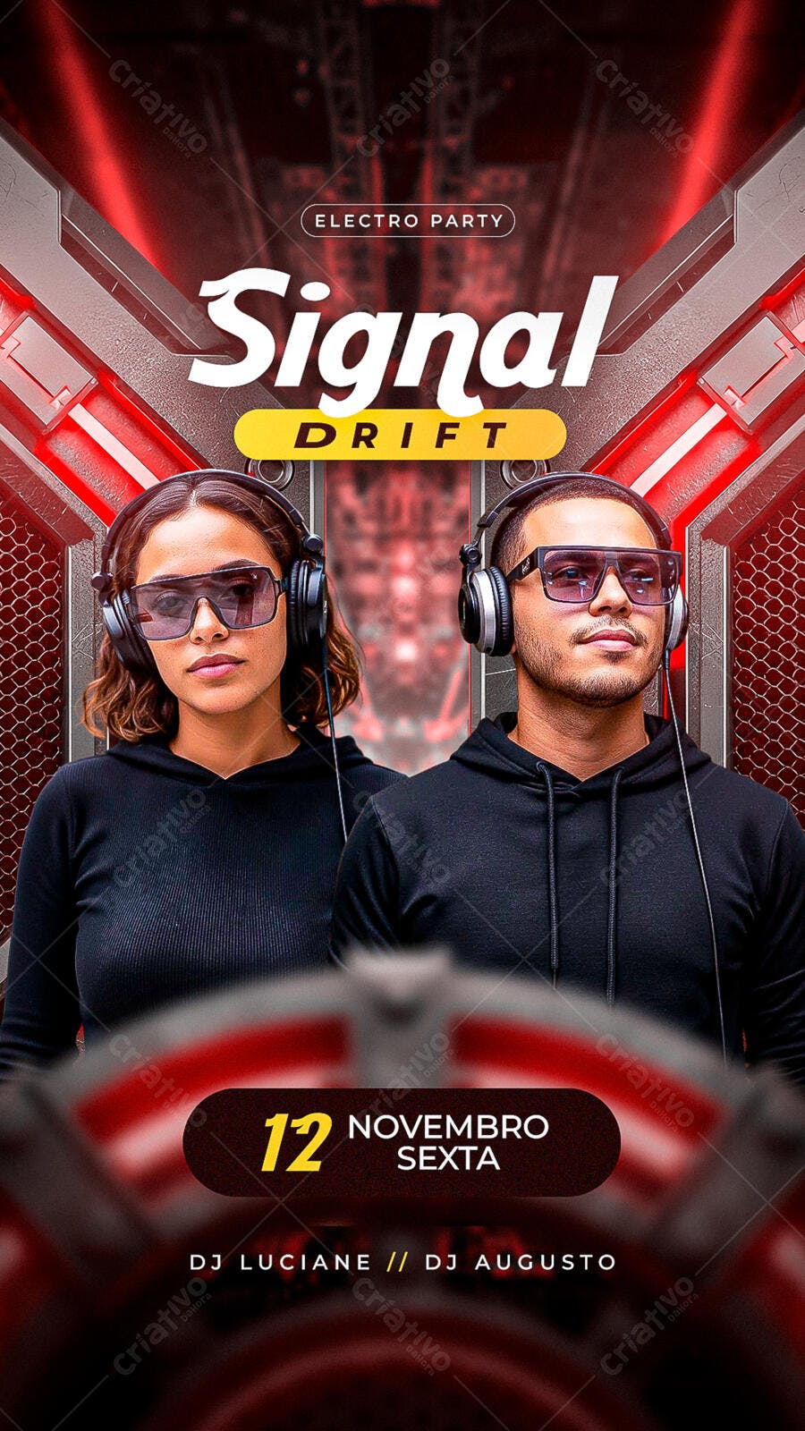 Story Instagram Electro Party Signal Drift Novembro PSD Editável
